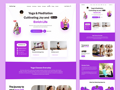 Yoga Website Design landingpage ui uidesign uiux uxdesign websitedesign yoga yogawebsite