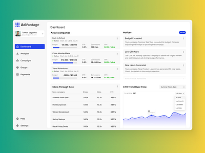 Ad Management Dashboard advertising tool campaign campaign management creative management dashboard desktop application interface product design ui ux