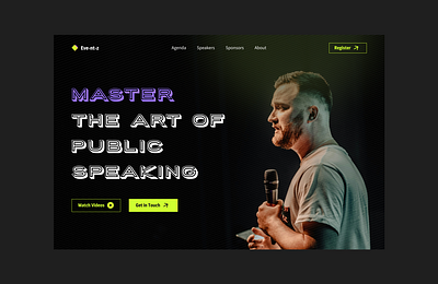 Public Speaking Landing Page art banner event get in touch image landing page product design public speaking speakers stage ui ux vector website