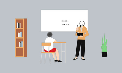 female teacher who is teaching students in class animation graphic design motion graphics vector