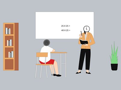 female teacher who is teaching students in class animation graphic design motion graphics vector