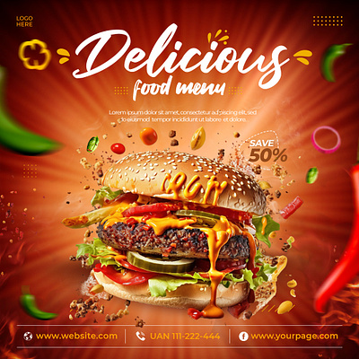 Burger Poster Design design graphic design menu poster poster design vector