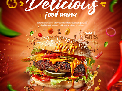 Burger Poster Design design graphic design menu poster poster design vector