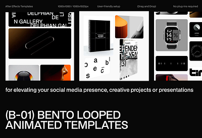 Bento Looped Animated Templates after effects template animated instagram animated instagram post animation bento bento animated template bento templates looping motion template motion template presentation presentation template social media mockups