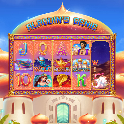 Aladdin's Genie casino casinogames casinoslots gambling game art game design gaming illustration onlineslots saleslots slot design slot machine slotmachine slotmakers slotopaint.com