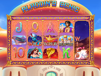 Aladdin's Genie casino casinogames casinoslots gambling game art game design gaming illustration onlineslots saleslots slot design slot machine slotmachine slotmakers slotopaint.com