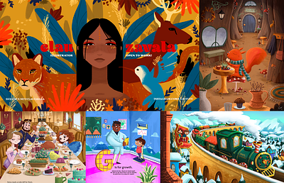 Open to work! 2d art artist books children illustration chile colorful cottagecore cute digital editorial illustration illustrator ilustracion ilustradora kidlit looking for job open to work train vibrant