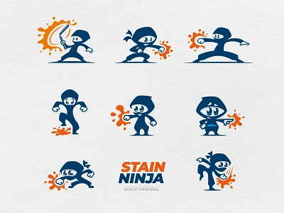 Ninjas branding caricature cartoon character cleaning design fight fighter fun illustration logo martial arts mascot ninja sport stain vector