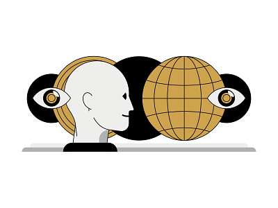 Global Perspective black branding circle design digital editorial eye global gold icon illustration indonesia logo minimal people perspective ui vector view world