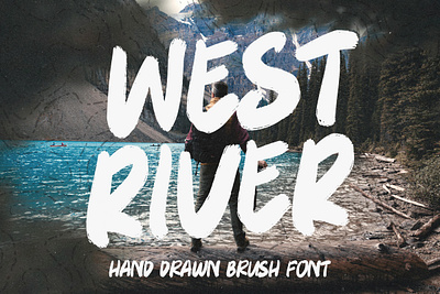 West River - Hand Drawn Brush Font adventure brand identity branding brush font display font editorial explore free free font freebie hand drawn headline logo magazine overlay painted social media title type typeface