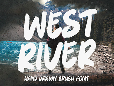 West River - Hand Drawn Brush Font adventure brand identity branding brush font display font editorial explore free free font freebie hand drawn headline logo magazine overlay painted social media title type typeface