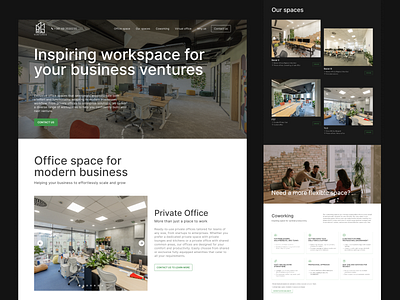 Coworking Space Web Design blackandwhite branding coworking homepage landingpage minimal modern office place simple space ui ux webdesign