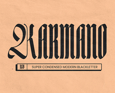 Karmano - Super Condensed Modern Blackletter Typeface apparel blackletter branding classic condensed display font editorial free free font freebie headline logo modern packaging retro streetwear type typeface vintage