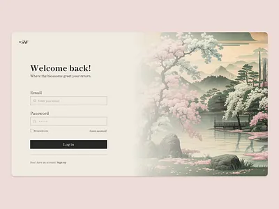 Login Page - Japanese Aesthetic aesthetic calm design flower japanese login login page minimaldesign sakura signin signup ui ux webdesign