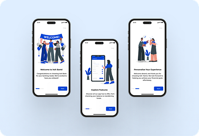 Onboarding - Banking App app app design bank banking app design ios login mobile mobile app mobile ui design onboarding onboarding screen register sign up sing in splashscreen uxu uxui welcome welcome screen