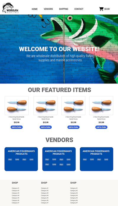 Morgan Fishing Supply Website design fishing graphic website