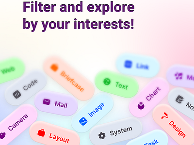 Filter and explore by your interests! badge badges branding chip clean clean ui component design figma minimal shot tag tags ui ui kit