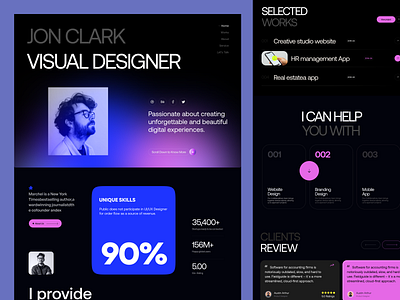 JON CLARK - Portfolio Landingpage 🤠 bold darktheme framer homepage landingpage minimal portfolio uiux user interface webdesign website