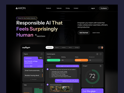 Axon - AI SaaS Website ai ai website branding chart data design landing page saas saas landing page saas website ui uiux ux web app design web platform web uiux website