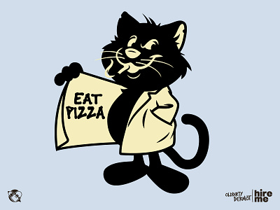 Eat Pizza! cat character design design graphics illustration pizza t shirt design tee design vector vector design