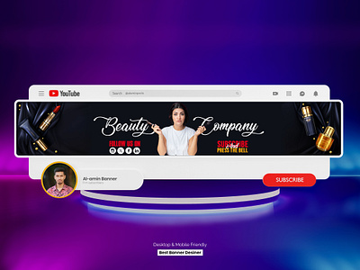 Beauty Fashion Lifestyle vlog YouTube channel banner Design art banner design beauty channel cover fashion header youtube youtube banner youtube channel art youtube cover design