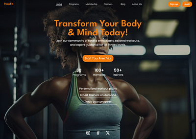 Peakfit design typography ui ux website