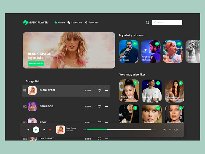 Daily UI 009: Music player design ui ui design uiux uiux design user interface