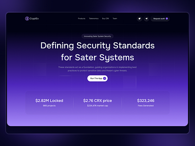 CryptEx - Cybersecurity Landing Page b2b cloud service cyber cyber security cybersecurity service hacker illustration internet landing page network security product design protection proxy saas technology ui ux web website design