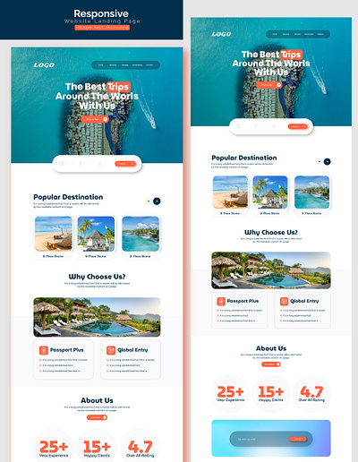 World exploration Travel Website landing page template 3d branding ui