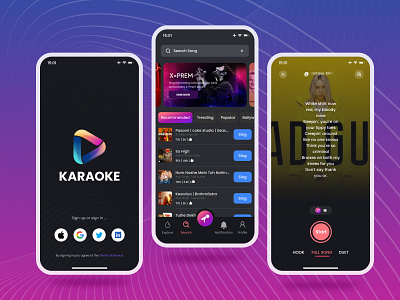 Karaoke - Music player mobile app abstract logo app design clean ui branding logo ui ux