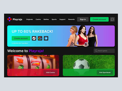 Playraja Online Bitcoin Casino Website app bitcoin branding casino design gambling gaming graphic design illustration landing page logo motion graphics typography ui ui design ux vector web design website website design