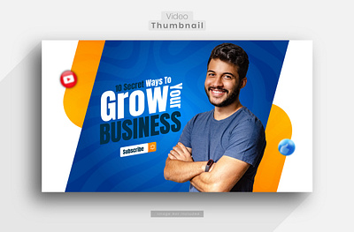 Flat abstract business youtube thumbnail branding graphic design ui