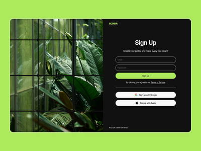 #DailyUI 001 // Sign Up concept dailyui eco ecosia signup trees ui web design