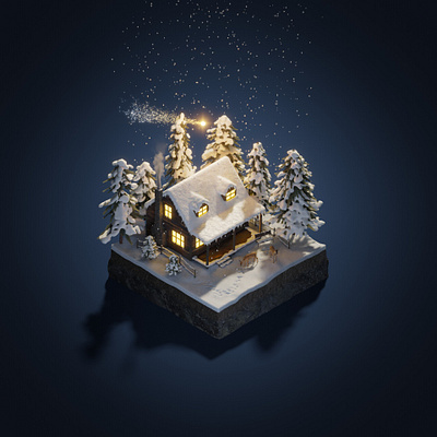 Snowy Winter 3d abstract animation blender cartoony cgi compositing digitalart lighting rendering shading snow vfx winter