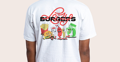 T-shirt design for Lazy Burgers branding branding design burgers cartoon character design design graphic design illustration illustrator logo t shirt design typography vector visual identity