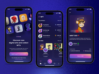 NFT Buy sell on crypto online Mobile app V1 abstract logo app design clean ui branding logo ui ux