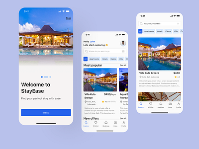 StayEase - Booking accommodation app accommodation app design booking app mobile app product design travel travelling app ui user experience user interface ux uxui