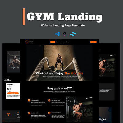 Gym Landing Page Template app app template app ui kit branding design illustration inspiration landing landing page logo ui website website design website template