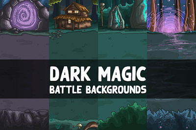 Dark Magic Battle Game Backgrounds 2d art asset assets background backgrounds bg design fantasy game game assets gamedev illustration indie indie game pack rpg set ui vector