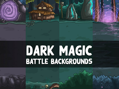 Dark Magic Battle Game Backgrounds 2d art asset assets background backgrounds bg design fantasy game game assets gamedev illustration indie indie game pack rpg set ui vector