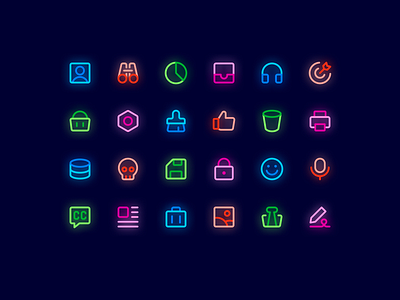 NEON ICONS - New Library Style by Streamline branding design flat icons illustration illustrator logo minimal modern neon streamline trendy ui vector web