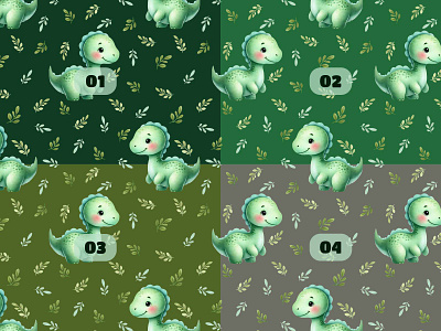 Cute Green Dino Exclusive Seamless Pattern No. 6 art branding design digital art dino dinosaur graphic design green illustration pattern procreate