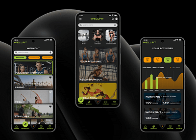 WELLFIT FITNESS MOBILE APP CASE STUDY app bodybuilding branding design fitness graphic design illustration ui uiux ux