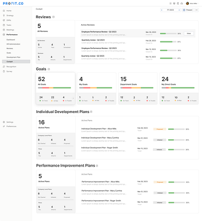 Performance/Goals/Plan Overview goals performance plans