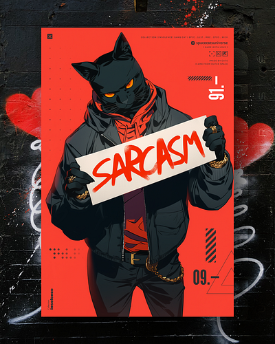 SARCASM 🚩 ai branding cat daliy design illustration poster print