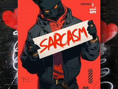 SARCASM 🚩 ai branding cat daliy design illustration poster print