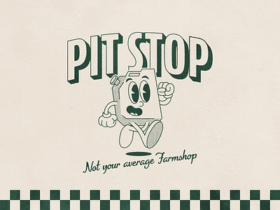 Pit Stop • Logo Concept branding cartoon character concept design experiment fuel gas graphic design jerrycan logo mascot retro vintage