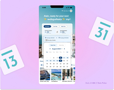 Daily UI Challenge #080 - Date Picker booking calendar daily ui 80 daily ui challenge date picker flight flight search