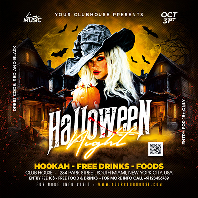 Halloween Flyer club club flyer flyer flyer design flyer template ghost party halloween halloween 2024 halloween costume halloween decor halloween dinner halloween night halloween party halloween week halloween2024 holiday instagram scary night spooky month ui