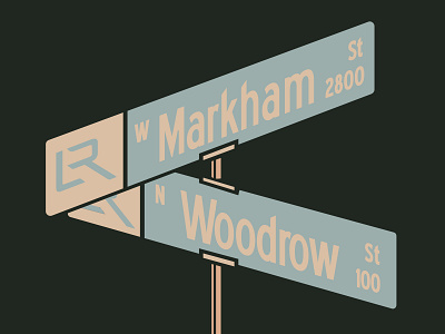 Markham and Woodrow Intersection arkansas design flat hunter oden illustration illustrational art intersection little rock lockup road sign typography unbound collective